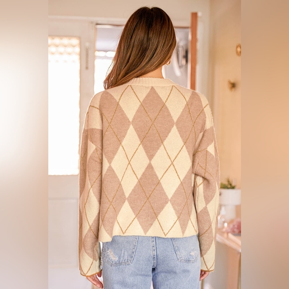 Lulus Collegiate Cutie Ivory Multi Argyle Sweater - Picture 3 of 9